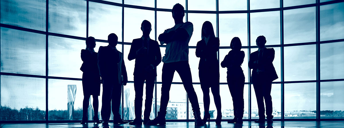silhouette confident businesspeople